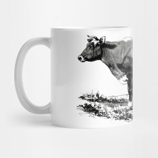 Cow Black and White Illustration Mug